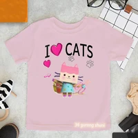 i love cats graphic print kids clothes pink t shirt for girls gabbys dollhouse tshirt pink harajuku shirt pink love t shirt