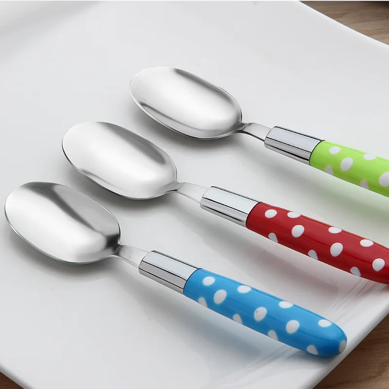 Набор столовых приборов из нержавеющей стали пластиковая ручка набор трех