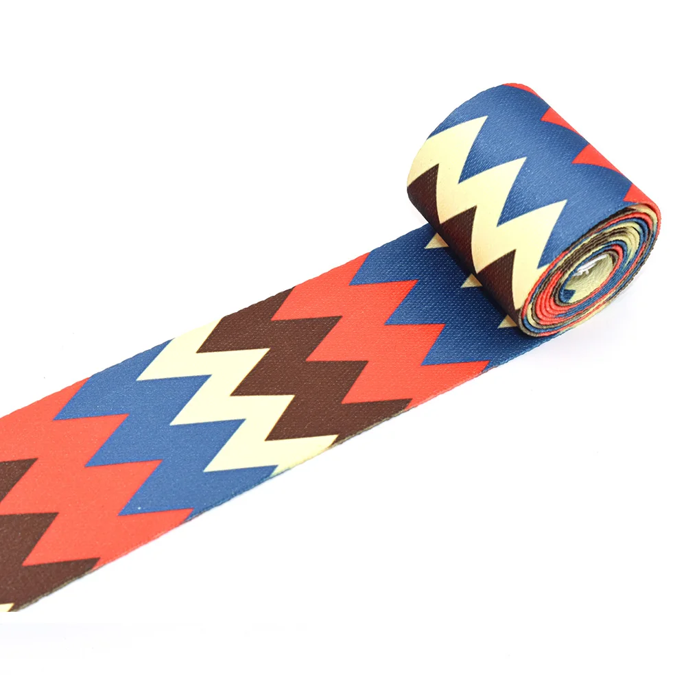 

2" Colorful Webbing Smooth Ribbons Canvas Webbing Fabric Belt Polyester Knapsack Belt Ethnic Pattern Webbing for Textile Sewing