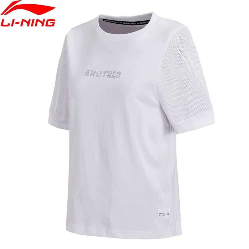 Женская свободная футболка Li-Ning Спортивная хлопковая Футболка с дышащей