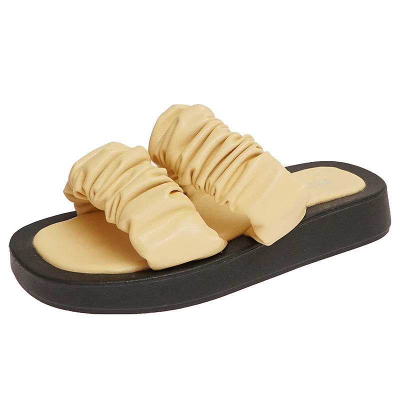 

Low Flat Shoes Female Slippers Soft Luxury Slides Rubber Flip Flops Platform Square Toe Slipers Women Comfort Designer Hawaiian