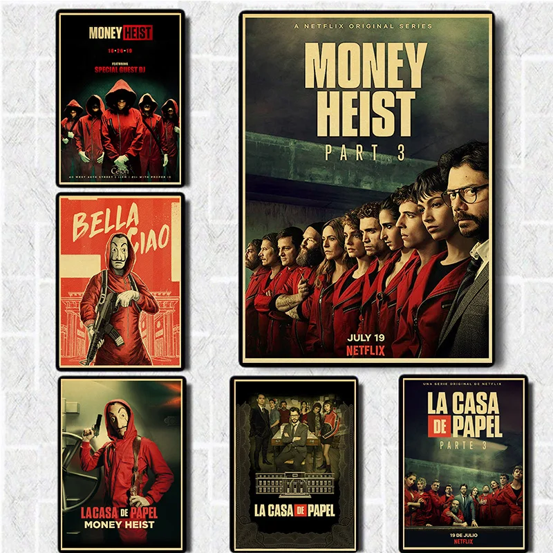 Vinatge La Casa De Papel постеры для денег крафт бумага с принтами домашнего интерьера