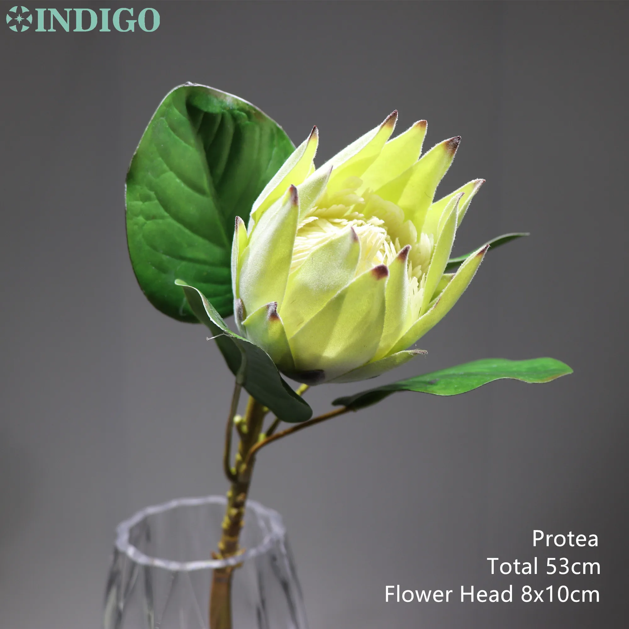 

INDIGO -Green Protea 3 Size New Artchoke Cynaroides Real Touch Diaplay Artificial Flower Wedding Decoration Party Event