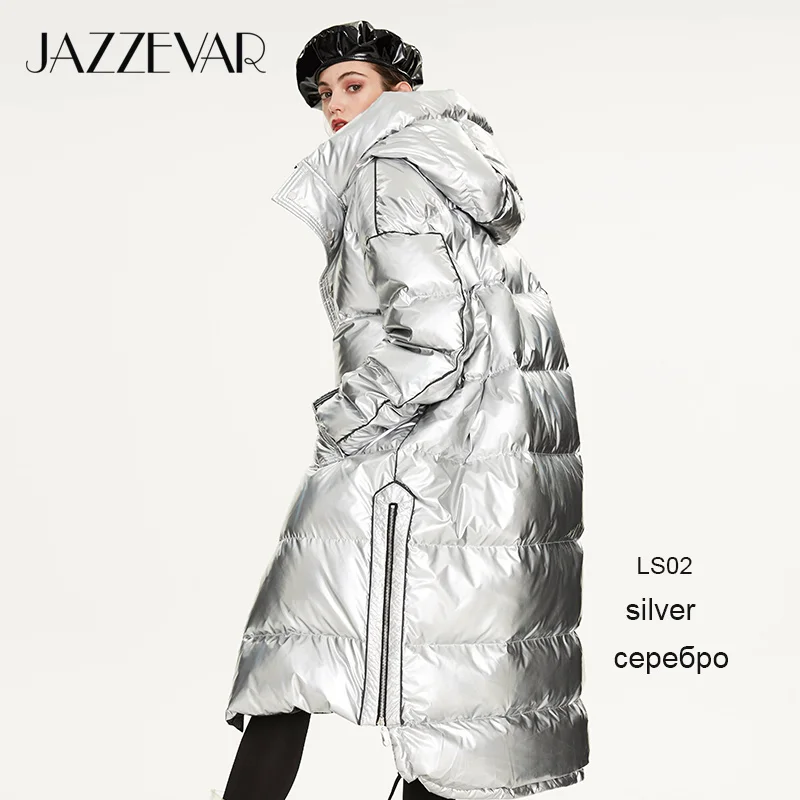 silverLS02 JAZZEVAR Зима Новое поступление женский пуховик качественная свободная одежда модный стиль длинное для женщин Y9047 - Цвет: silverLS02