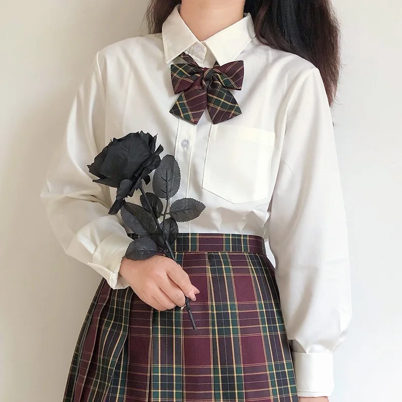 

2021 Fashion New JK School Uniform Red Plaid Skirts For Girls Short/Long High Waist Pleated Skirts Women Skirt Students Clothes