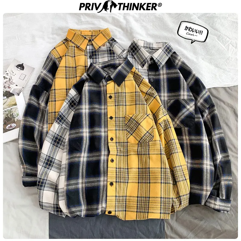 Privathinker Женская Весенняя Лоскутная клетчатая 2020 рубашка Корейская уличная