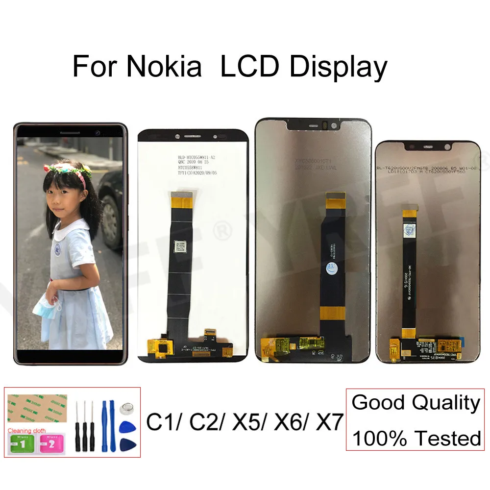 

ЖК-дисплей с сенсорным экраном и дигитайзером в сборе для Nokia C2, C1, X7, X6, X5, запасные части, оригинал, хорошее качество, 100% Протестировано