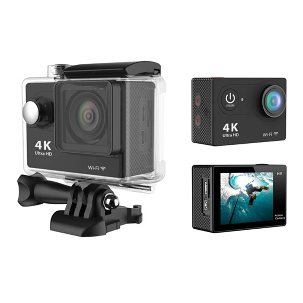 Продажа Экшн-камера Ultra HD 4K 30fps Wi-Fi 2,0 дюйма 170 градусов Подводная Водонепроницаемая видеозаписывающая камера S Black