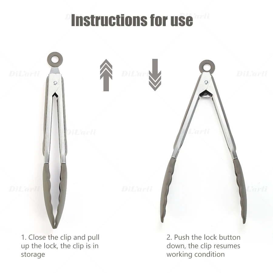 Силиконовые щипцы для еды кухонные Нескользящие клещи из нержавеющей стали