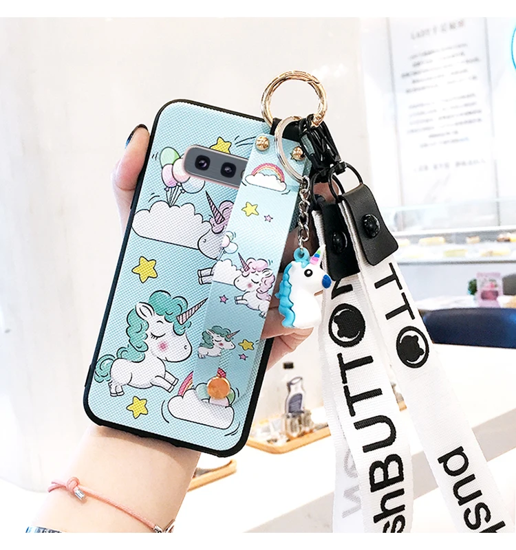 Чехол SAM S10 с мультяшным ремешком на запястье авокадо для телефона samsung Galaxy S10 plus S9 S9P S8 Note 8/9 милый чехол-держатель+ игрушка+ ремешок