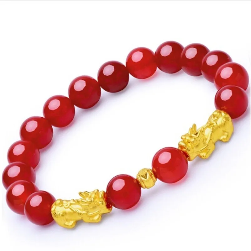 

Men's and Women's Lucky Hot Bracelets Obsidian Red Bead Colorful Beads Bracelets Gold Couple Love Charm Best Gift 2020 Lucky