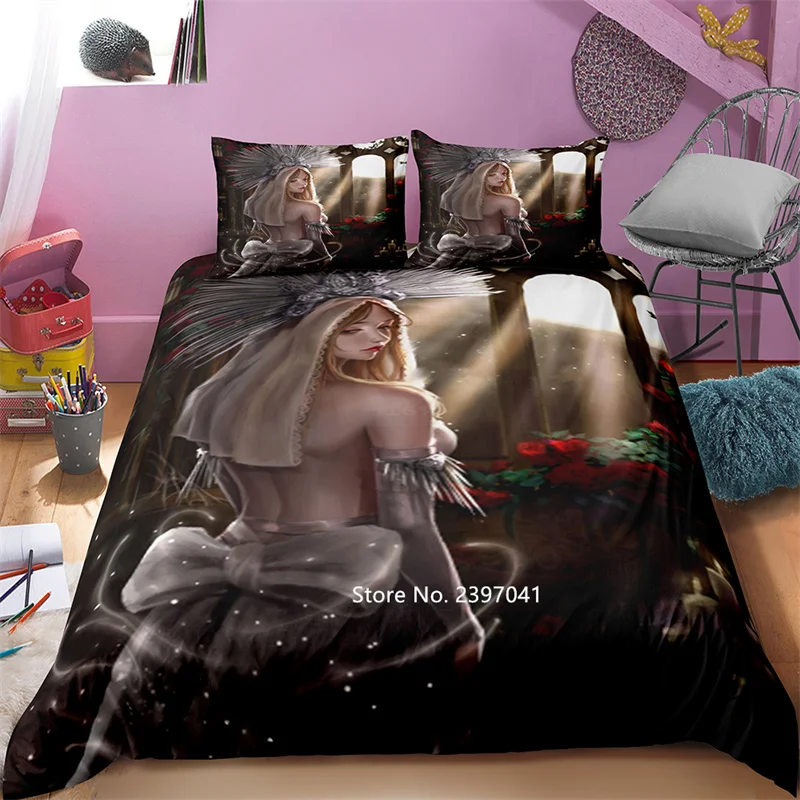 

Home Textile Knitwear 3D Digital Printing Beauty Cartoon Children's Bedding Set Double Queen Extra Large Girl Bedroom Decoration