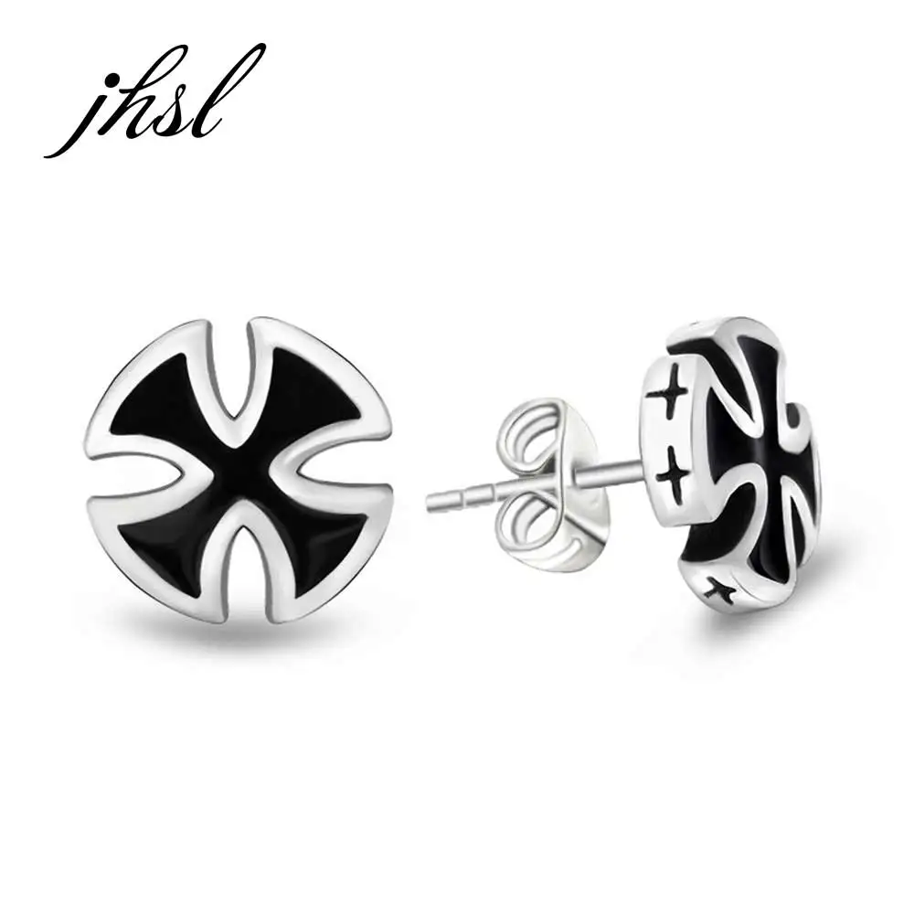 

JHSL Men Black Cross Stud Earrings for Male Stainless Steel High Polishing Good Quality Unique Design Fashion Jewelry New 2021