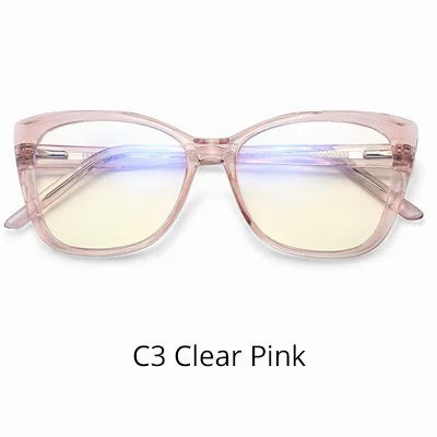 C3 Clear Pink Ralferty, женские прозрачные очки, оправа, синий светильник, женские очки, кошачий глаз, оптические оправы W2001 - Цвет оправы: C3 Clear Pink