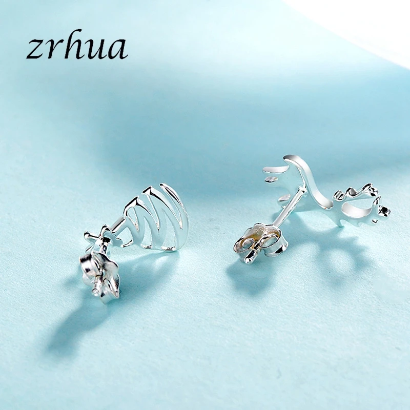 ZRHUA, новинка 925, серебряные милые элегантные серьги-гвоздики для женщин и девушек, маленькие подарки, горячая Распродажа, 925, ювелирное изделие с штампом, женские серьги для вечеринки