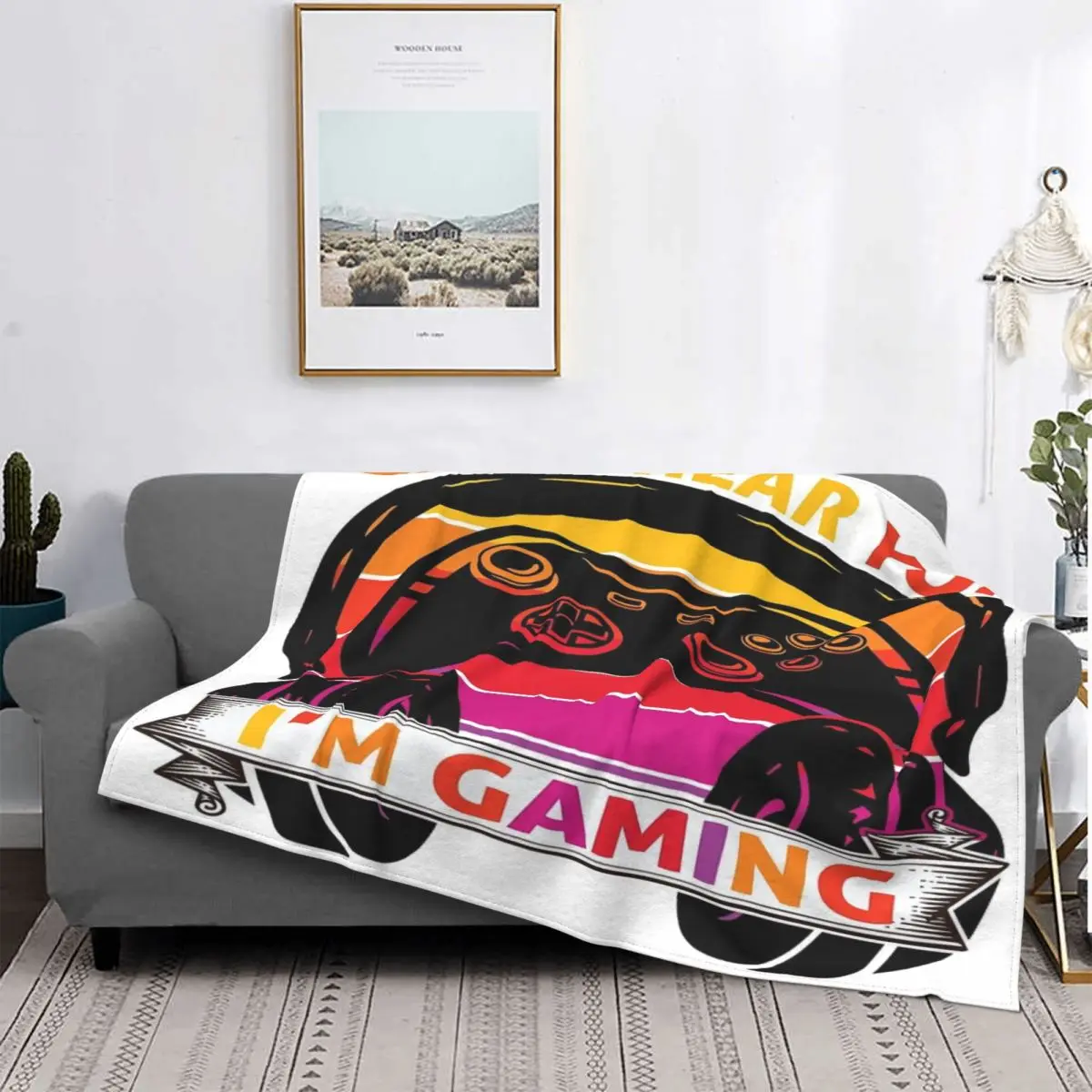 

Im Gaming-Manta a cuadros para cama, manta con capucha, de lino y algodón, para sofá