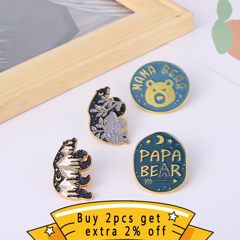 Звезда хвойный лес Слон медведь эмалированный значок садовый Папа мешочек для