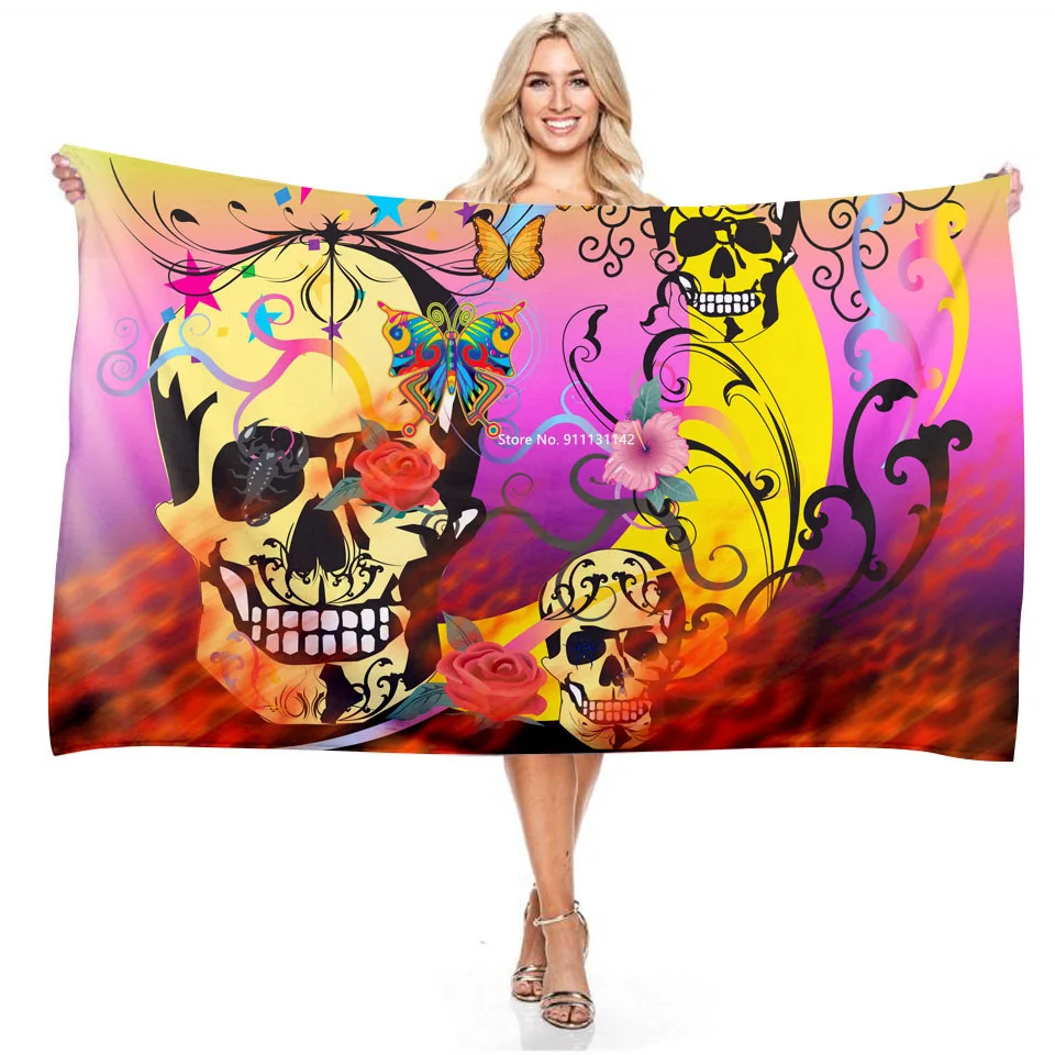 

Creative Vintage Animal Skull Egyptian Mural Digital Print Bath Towel Microfiber Soft Absorbent Rectangular Bath Towel