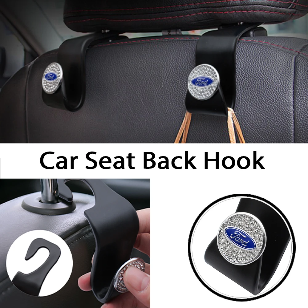 

Crystal Car Back Seat Hook Portable Car Logo Hanger Holder For Ford Fiesta EcoSport ESCORT Ranger Mondeo Mustang FOCUS 2 3 4 5