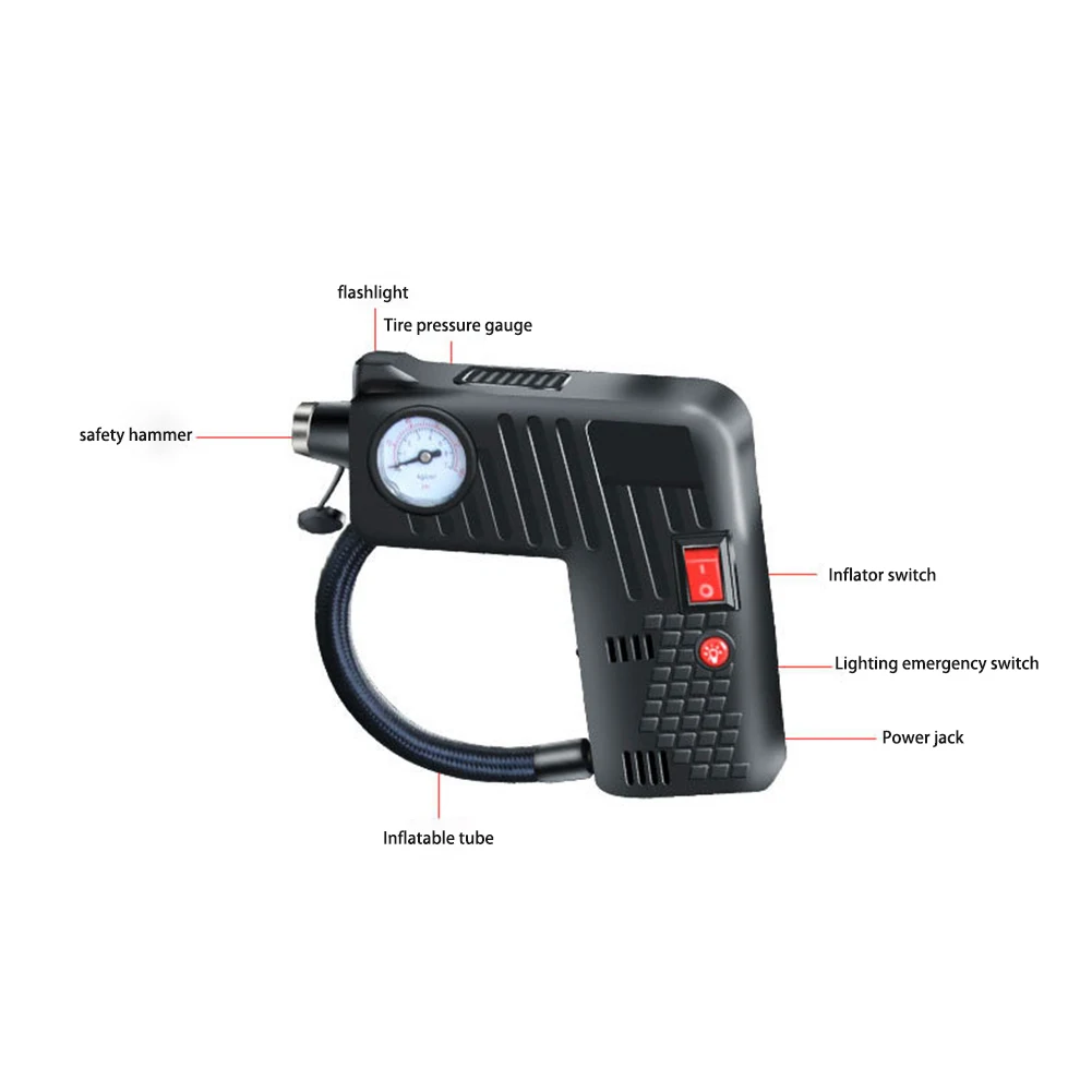 

Hand Carrying Multi-Function Electric DC12V Portable Car Air Pump Emergency Tool Inflator Tire Inflator Portable Air Compressor
