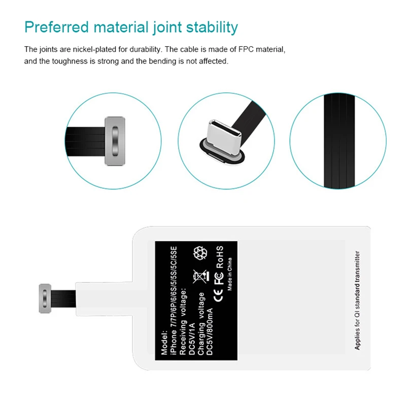 QI беспроводной зарядный приемник Универсальный Android Micro usb type-C Qi Беспроводное зарядное устройство Модуль зарядного устройства для samsung S7 S8 Note 8