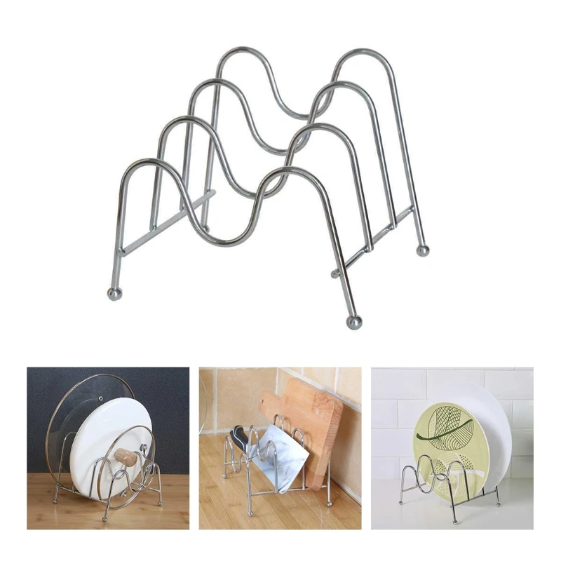 

Metal Pot Lid Rack Cutting Board Shelf Dish Holder Kitchen Organizer M6CE