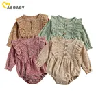 Ma и младенцев на весну-осень, на возраст от 0 до 18 месяцев для новорожденных, одежда для малышей, Одежда для новорожденных девочек; С оборками в винтажном стиле; Комбинезоны с вельветовым цветком спортивный костюм; Детская одежда; Костюмы