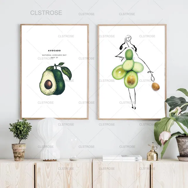 Постер в скандинавском стиле с изображением авокадо Картина на холсте фруктов и