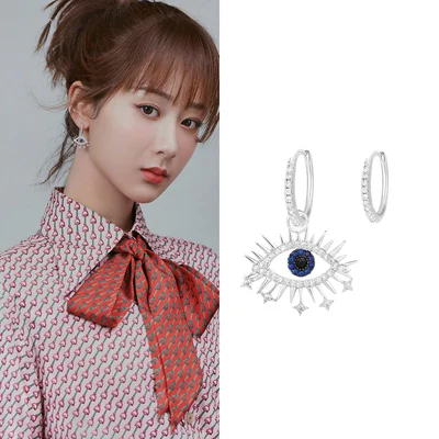 Top Quality New Fashion Eye Skull Dinosaur Asymmetry Hoop Earrings for Women Wedding Zirconia Jewelry - Metal Color: Eye