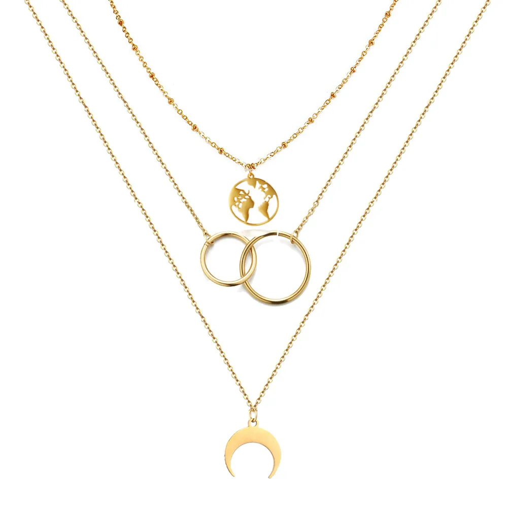 Винтажный многослойный чокер MinaMaMa из нержавеющей стали ожерелья для женщин