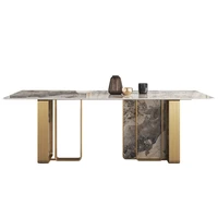 scandinavian modern minimalist rock slab rectangular dining table
