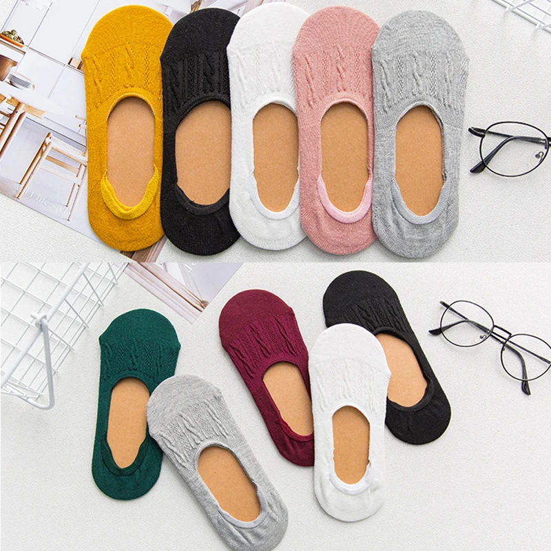 

Popular Candy Color Breathable Casual 1Pair Cotton Ankle Fashion Non-slip Women High Quality Invisible Boat Socks Low Cut
