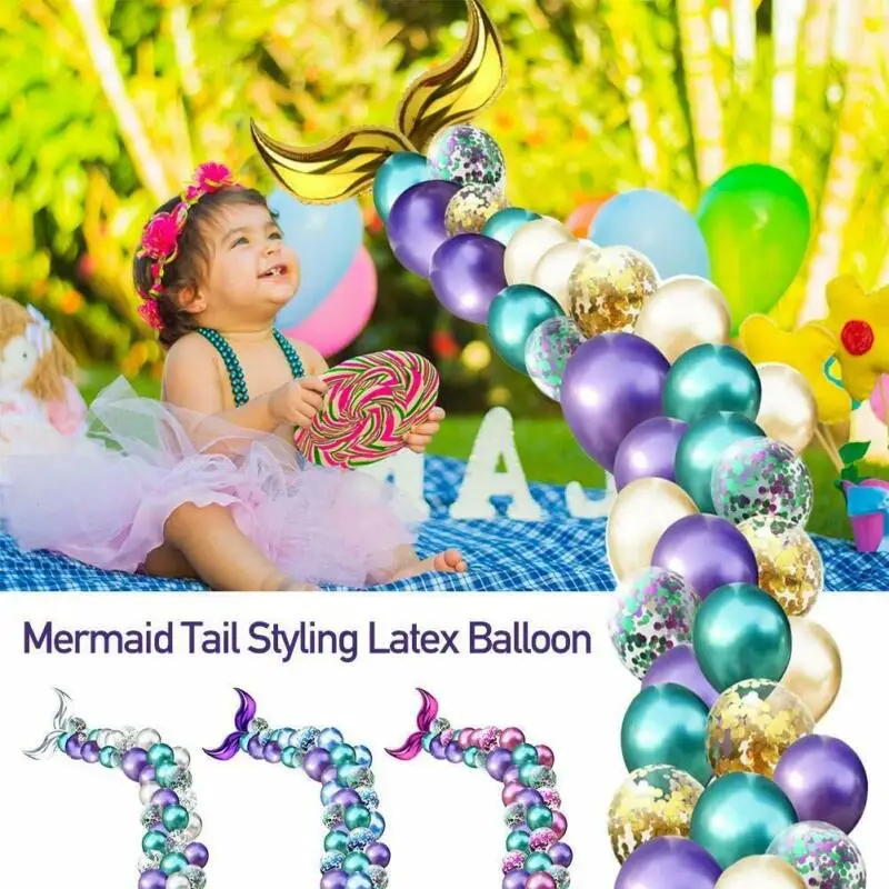 44PCS Mermaid Tail Balloons Shaped Latex Balloon For Birthday Party Wedding Festival Decor Garland Arch Set | Дом и сад