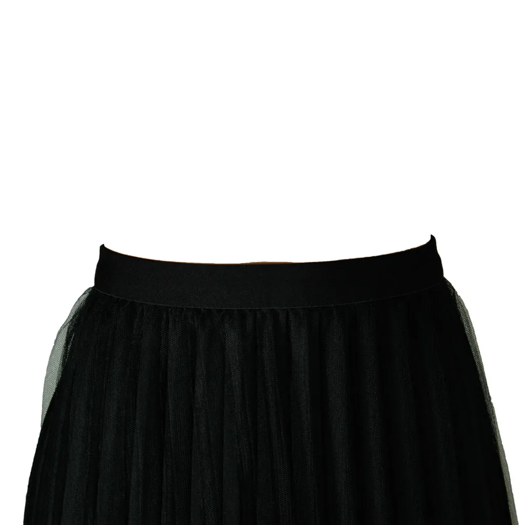 

Fashion Sexy Women Beach Solid Color Leisure Time On Vacation Netting Skirt Dress Autumn Winter High Waist Pleated Long Skirts