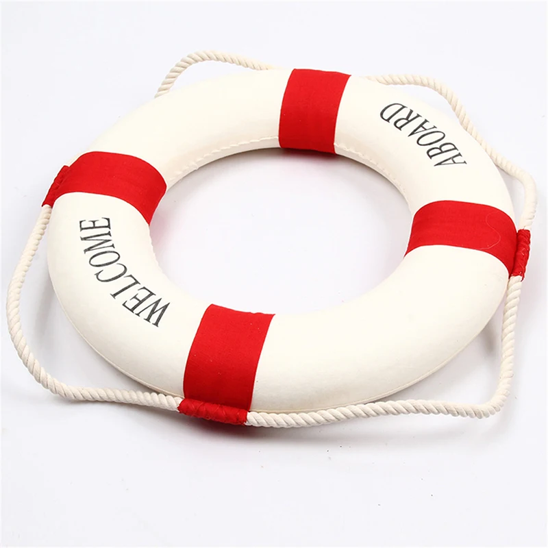 

Nautical Style Welcome Decorative Red Blue Life Buoy Home Marine Beach Wall Decoration