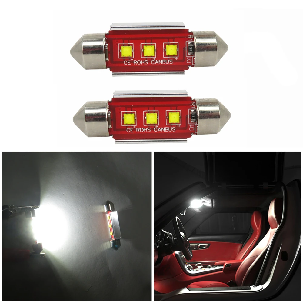 

WLJH 2x Led 31mm 36mm 39mm 41 mm Festoon C5W C10W 3175 6418 Number Dome light Trunk Lamp Auto Interior Lamp For Cars Lights