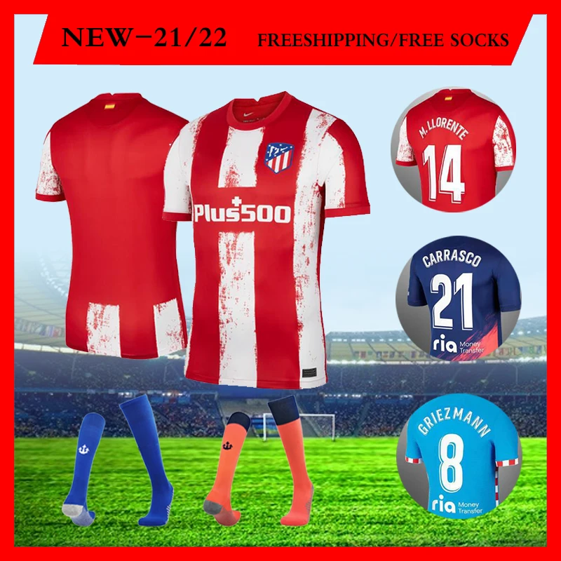 

2021 2022 NEW CAMISAS DE FUTEBOL ATLETICO MADRIDES SOCCER SHIRTS CUSTOMIZE SUAREZ JOAO FELIX GRIEZMANN MAILLOT FOOTBALL JERSEYS