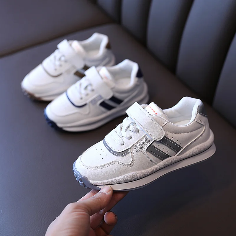 

Children White Shoes 2021 Kids Stripes Sneakers For Boys Girls Shoes Breathable Sports Running Sneaker Lightweight Fashion