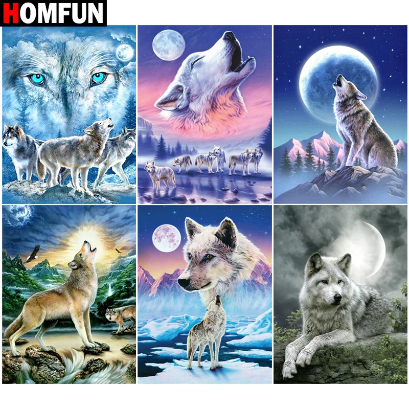

Картина HOMFUN с алмазной вышивкой, «волчье животное», алмазная картина, полный квадратный фотографический Декор
