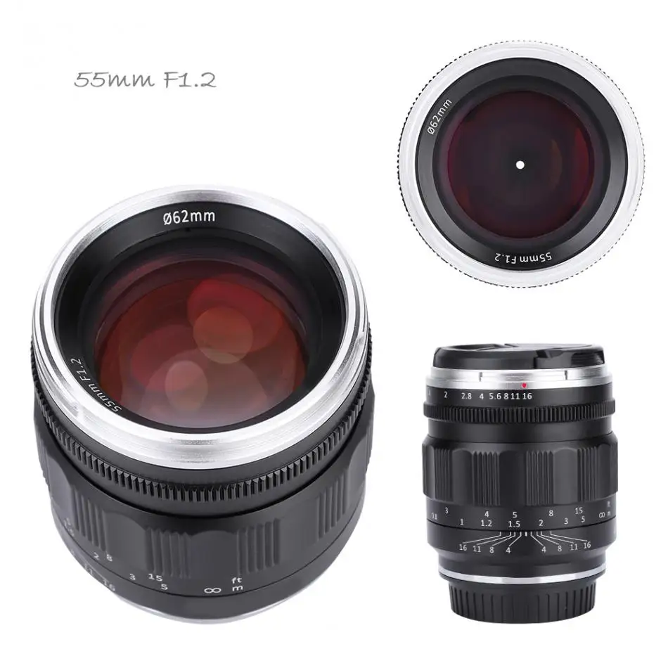 Kamlan 55 мм f1.2 Большая диафрагма ручной фокус Prime фиксированные линзы полная Рамка для sony для Canon для Nikon