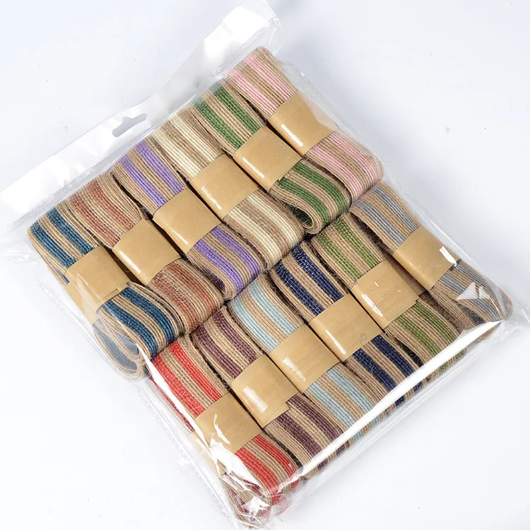 2 м/лот 25 мм Натуральная искусственная оплетка из джутовой ткани в шелковых