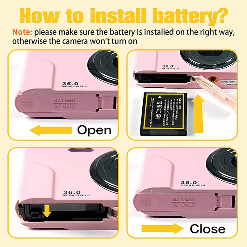 

1080P 36.0 Mega Pixels Digital Camera with 16X Digital Zoom, LCD Screen, Portable Mini Cameras for Students Teens