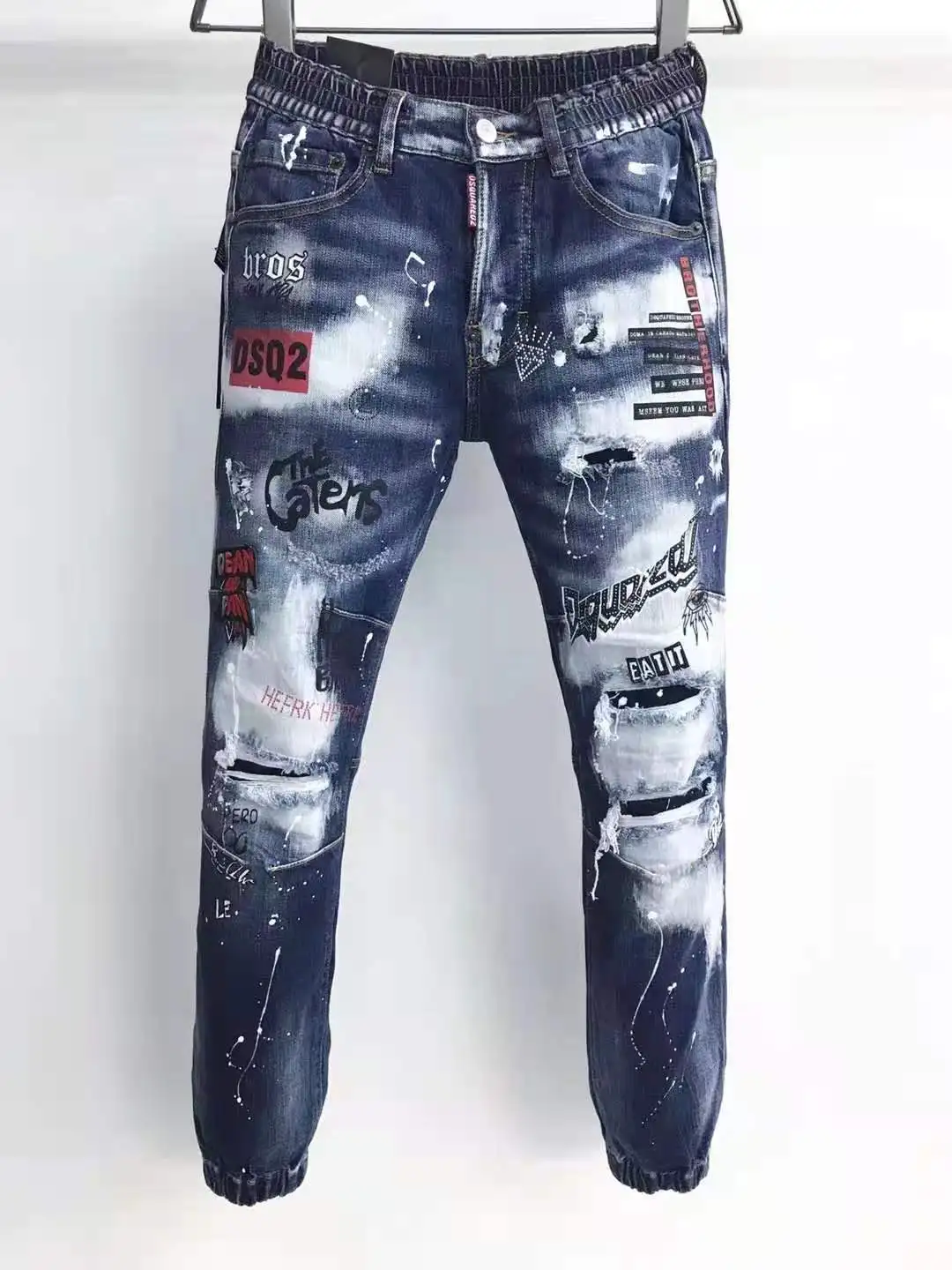 

Модные трендовые мужские джинсы Dsquared2 в стиле панк с потертыми красками * A503, 2021