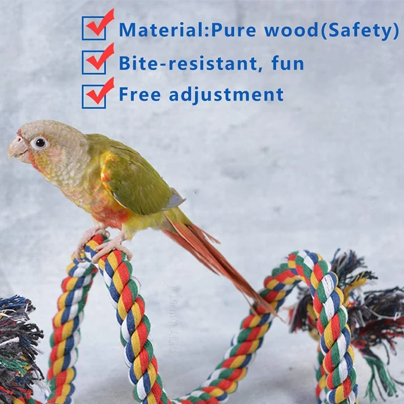 

Bird Perch Bird Rope Perch Bird Cage Accessories Bird Toys Set 3 Pcs