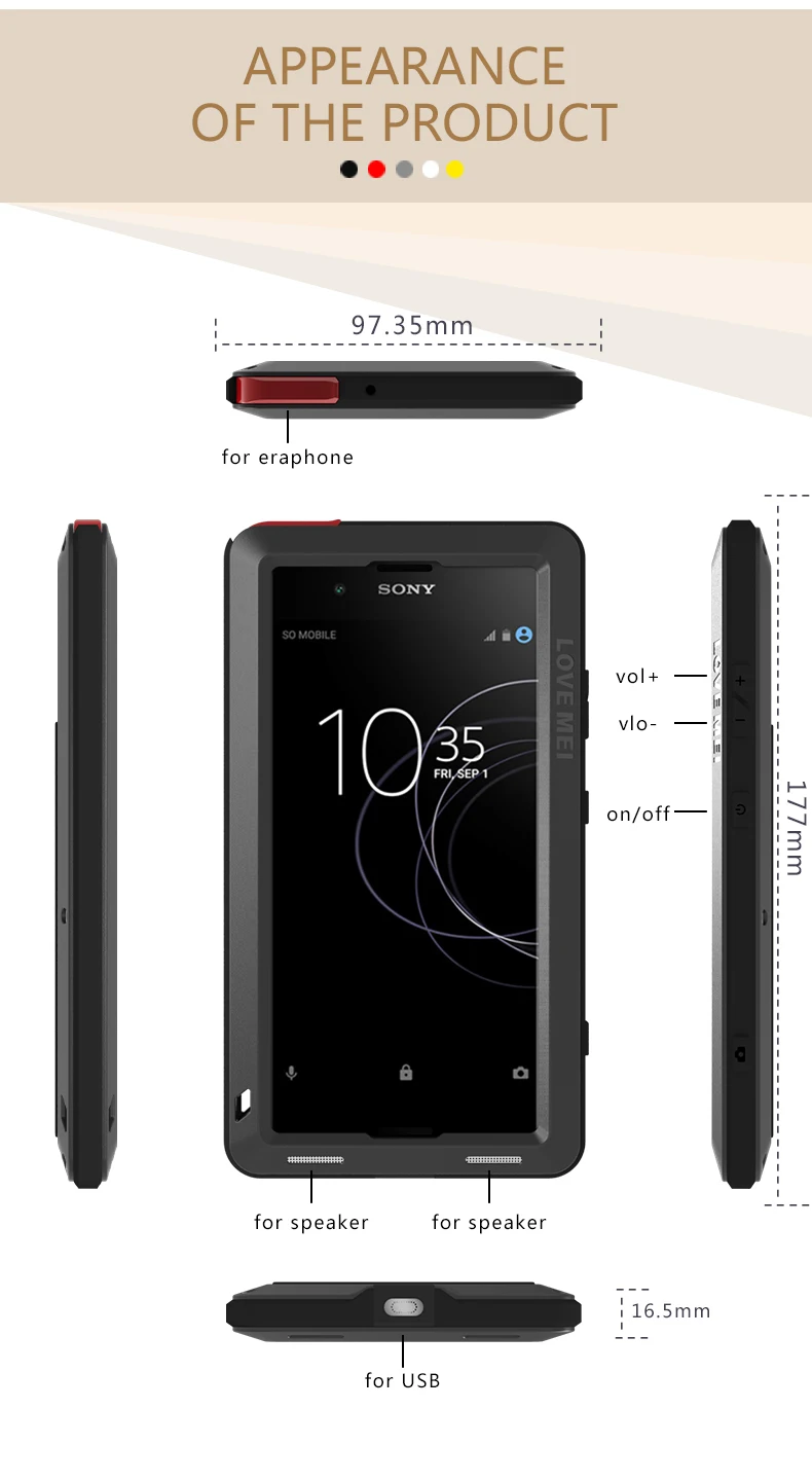 Армированный металлический чехол для Sony Xperia XA1 Plus сверхпрочный защитный