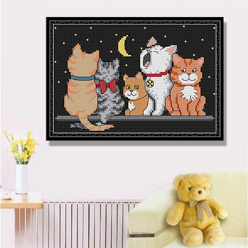 Радость воскресенье пять котят вышивки крестом Наборы вышивка рукоделие