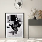 Винтажный фото-постер черного и белого цветов на велосипеде, Картина на холсте, забавные настенные картины, Необычные принты для гостиной, домашний декор