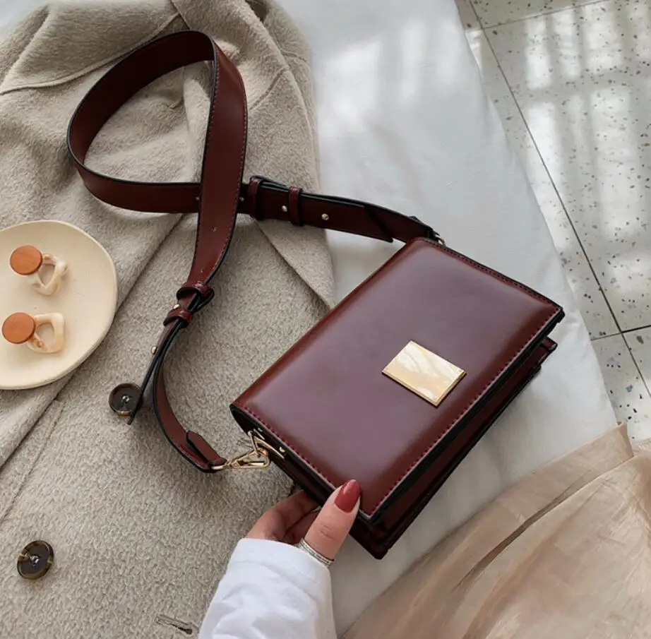 Модная женская квадратная сумка через плечо в стиле ретро новинка 2020