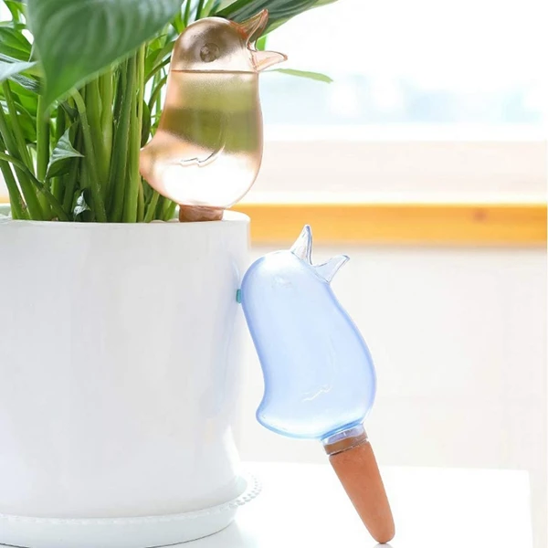 4 Pcs Bird Shape Clear Plant Waterer Self Watering Devices Globes Houseplant Bulbs Spikes Automat | Дом и сад