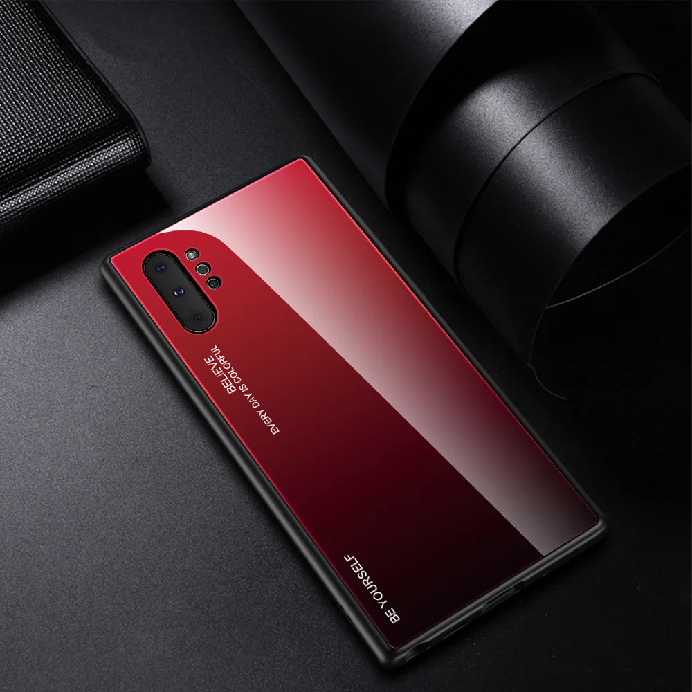 Чехол Hacrin для samsung Galaxy Note 10 Plus, чехол с градиентом, закаленное стекло, бампер, твердая задняя крышка для samsung Note 10 10+ чехол